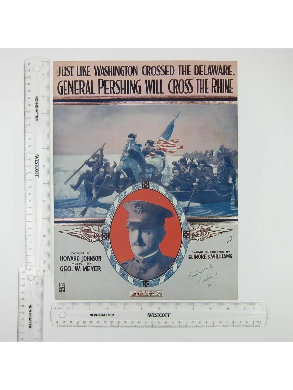 Sheet Music Just Like Washington Crossed Delaware General Pershing Antique 1918